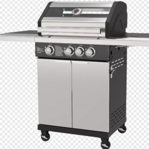 Luxus Kültéri Kerti Gáz BBQ Grillek Füstmentes Barbecue Grill Otthoni Parti BBQ Grill Kocsi Szekrényekkel Kerekek Rozsdamentes acél