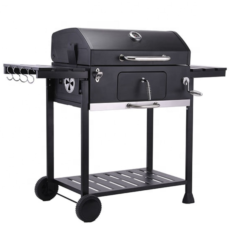 Modern kereskedelmi nagy hordozható kültéri faszén grill hátsó kerti parti grill polcokkal
