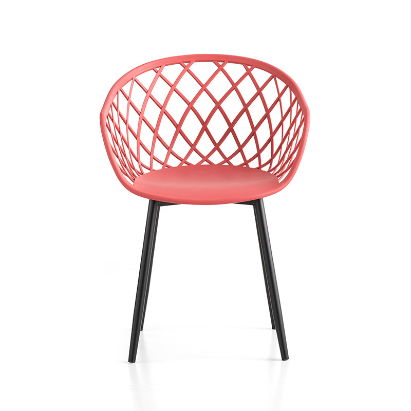 Modern kültéri bútorok PP műanyag fém keret chaises Plastique karosszék vörös kerti székek