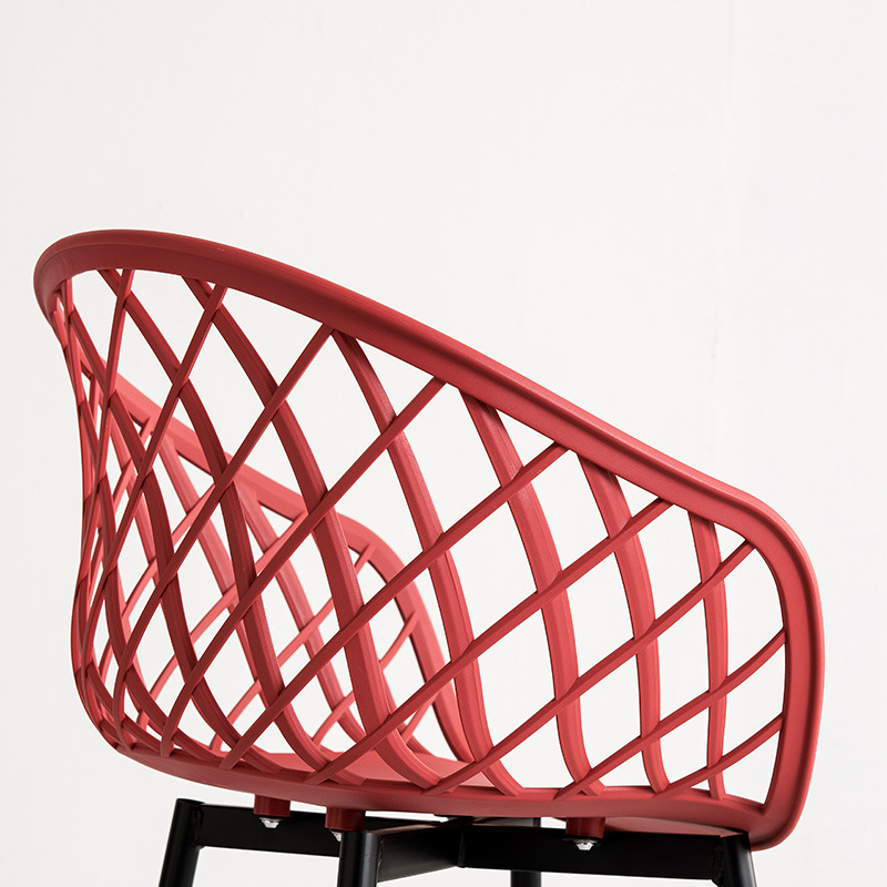 Modern kültéri bútorok PP műanyag fém keret chaises Plastique karosszék vörös kerti székek