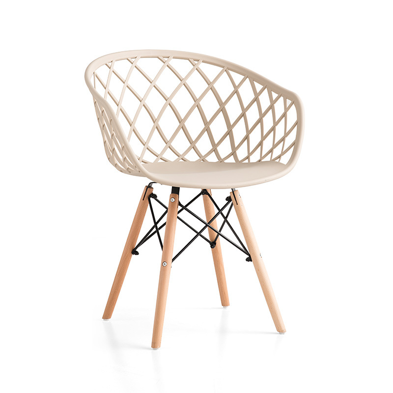 Hot Sale Nordic Design stílusú étterem nagy teherbírású fehér étkező műanyag szék fa lábakkal